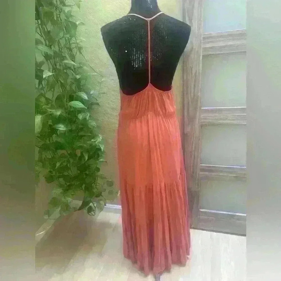 UmGee Boho Rust Color Tiered Maxi Dress Size L - Picture 3 of 6